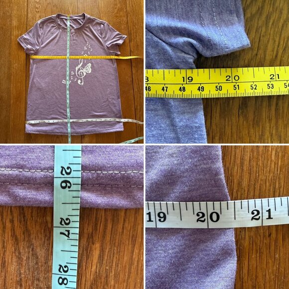 Butterfly Treble Clef T Shirt Size M Purple Musiccore Graphic Top - Picture 8 of 13